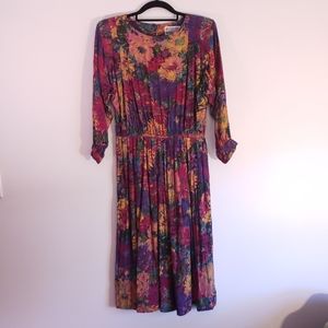 Vtg watercolor floral dress